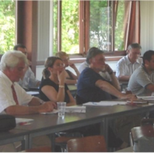 Les participant-e-s (3). Parmi le C.A. de l'ISOC Wallonie, Marianne Poumay (qui prend note) et Christopher Wilkinson (chemise blanche).
